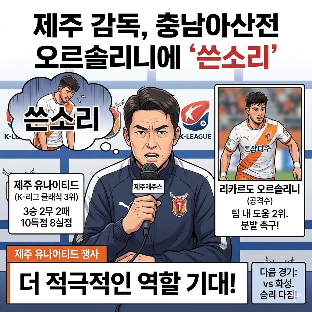 제주 감독, [오르솔리니, 정신 차려!] 쓴소리 작렬
